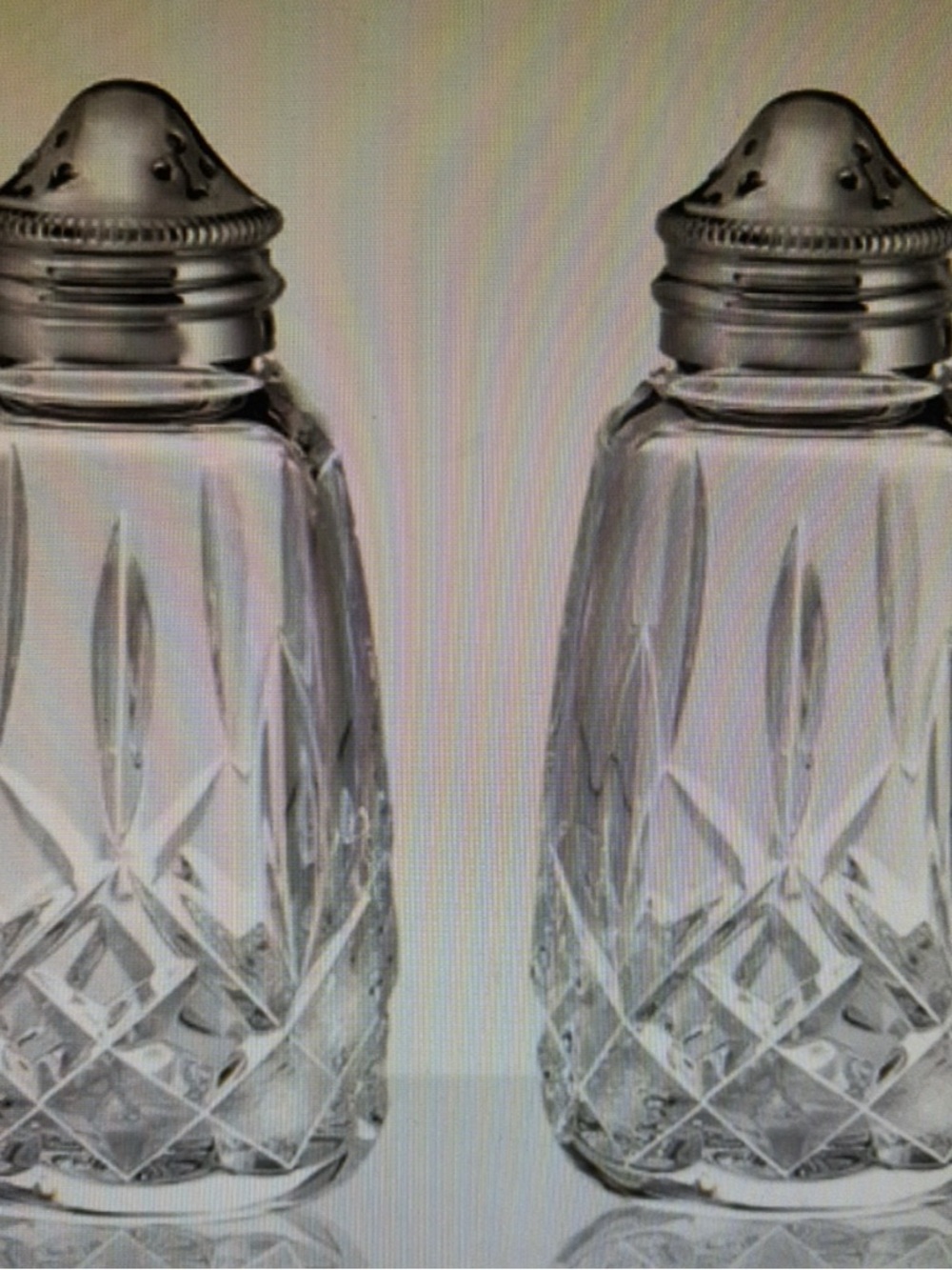 Waterford Lismore Crystal Clear Salt & Pepper Shakers with Silver Tops NEW
